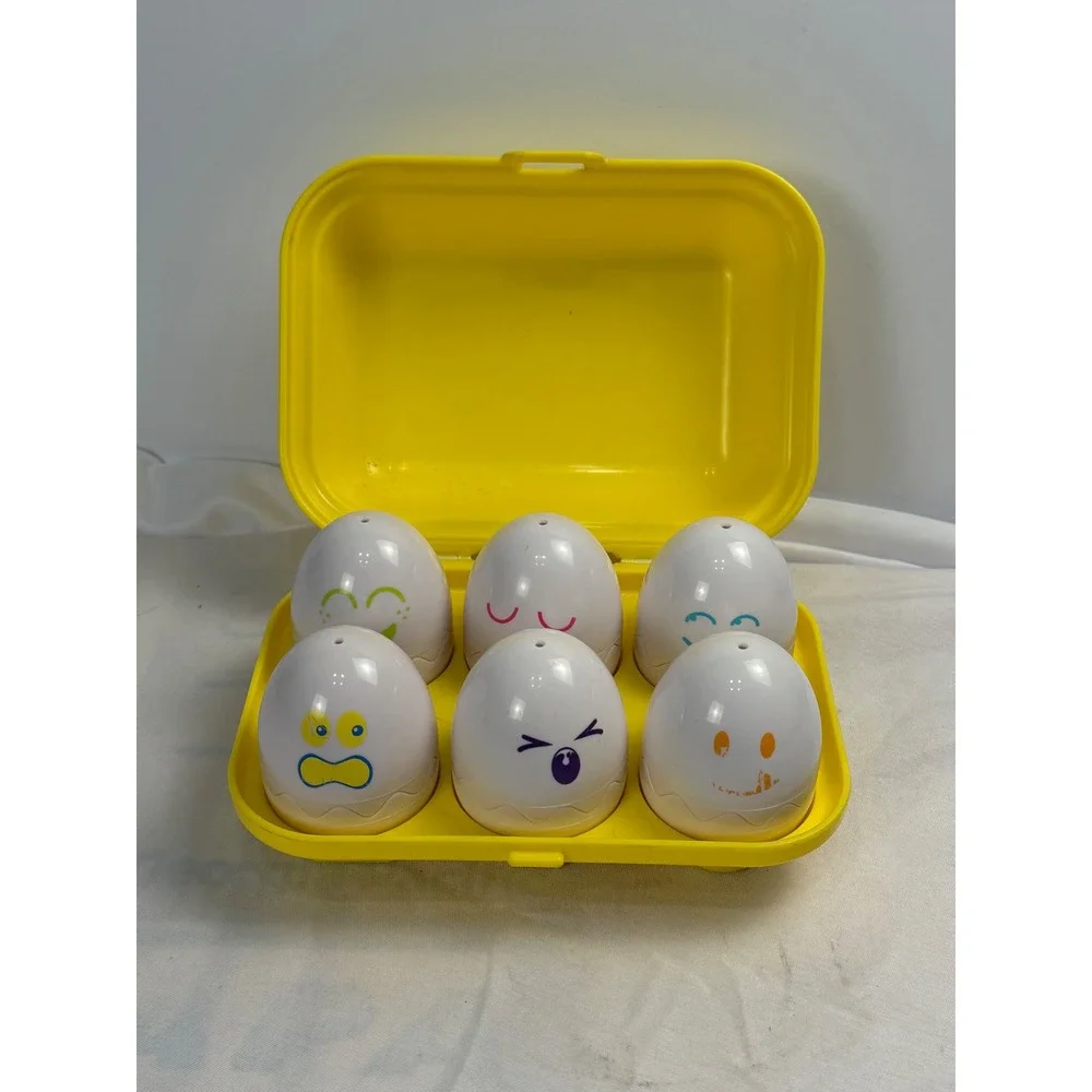 Tomy Toomies Hide and Squeak Eggs Toddler Sensory Matching Toy Yellow Carton